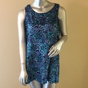 Blue Ginger Floral Hawaiian Print Tank Top